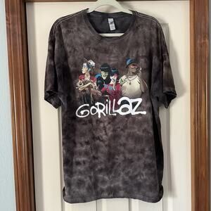 Gorillaz Band Tee Adult Size XL Animated Rock Tie Dye Brown T-Shirt